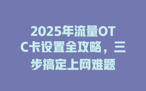 2025年流量OTC卡设置全攻略，三步搞定上网难题