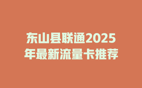 东山县联通2025年最新流量卡推荐