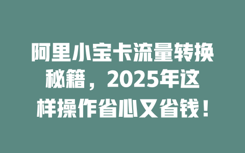 阿里小宝卡流量转换秘籍，2025年这样操作省心又省钱！
