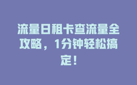 流量日租卡查流量全攻略，1分钟轻松搞定！
