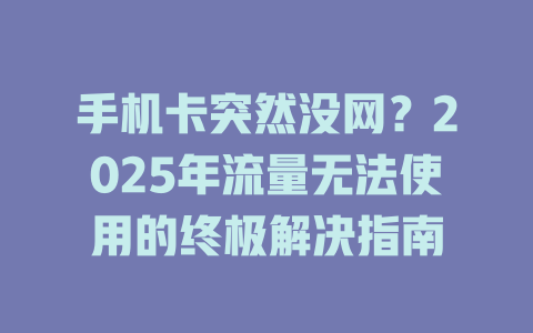 手机卡突然没网？2025年流量无法使用的终极解决指南