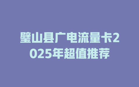 璧山县广电流量卡2025年超值推荐