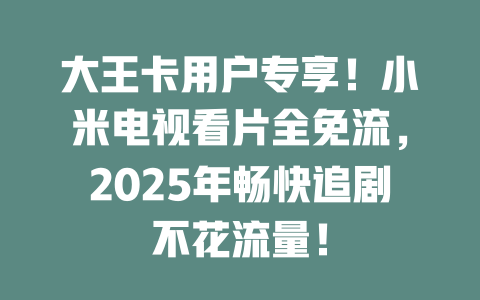 大王卡用户专享！小米电视看片全免流，2025年畅快追剧不花流量！