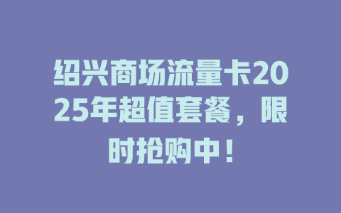 绍兴商场流量卡2025年超值套餐，限时抢购中！