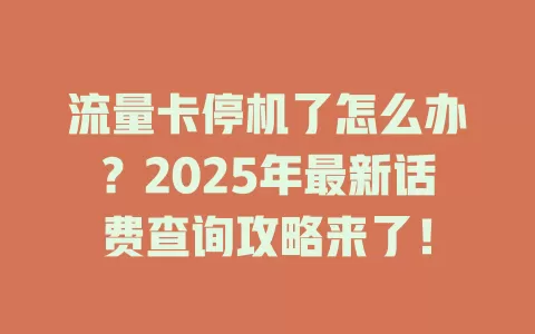 流量卡停机了怎么办？2025年最新话费查询攻略来了！