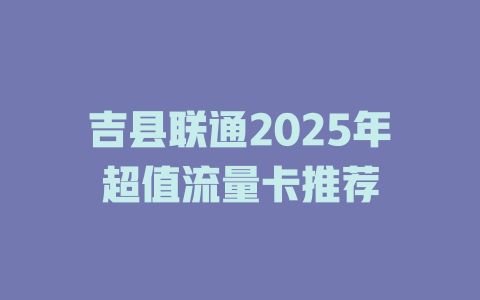 吉县联通2025年超值流量卡推荐