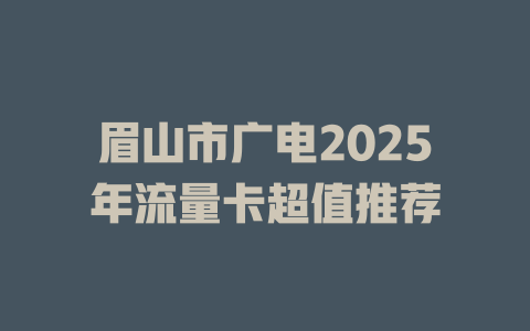 眉山市广电2025年流量卡超值推荐