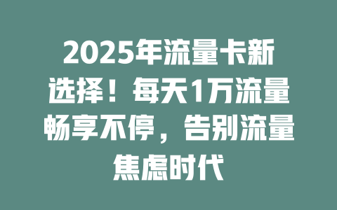 2025年流量卡新选择！每天1万流量畅享不停，告别流量焦虑时代