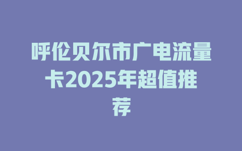 呼伦贝尔市广电流量卡2025年超值推荐