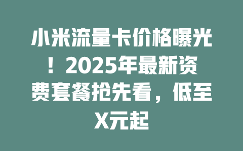 小米流量卡价格曝光！2025年最新资费套餐抢先看，低至X元起