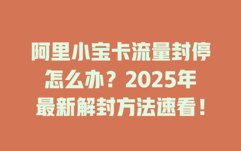 阿里小宝卡流量封停怎么办？2025年最新解封方法速看！