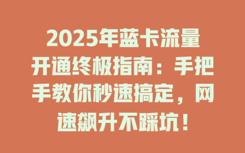 2025年蓝卡流量开通终极指南：手把手教你秒速搞定，网速飙升不踩坑！