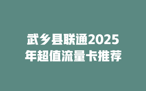 武乡县联通2025年超值流量卡推荐