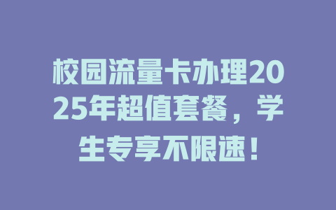 校园流量卡办理2025年超值套餐，学生专享不限速！