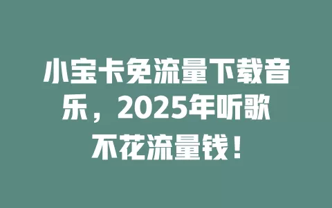 小宝卡免流量下载音乐，2025年听歌不花流量钱！