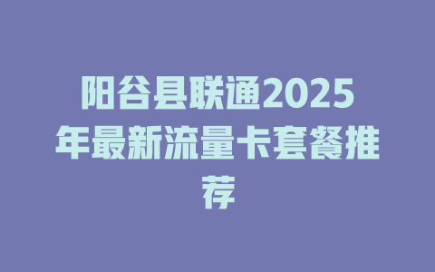 阳谷县联通2025年最新流量卡套餐推荐
