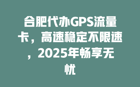 合肥代办GPS流量卡，高速稳定不限速，2025年畅享无忧