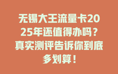 无锡大王流量卡2025年还值得办吗？真实测评告诉你到底多划算！