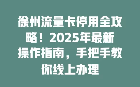 徐州流量卡停用全攻略！2025年最新操作指南，手把手教你线上办理