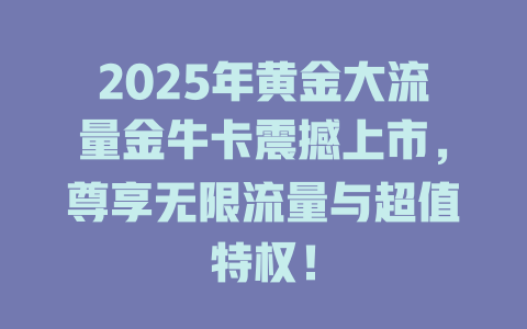 2025年黄金大流量金牛卡震撼上市，尊享无限流量与超值特权！