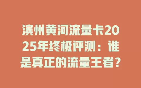 滨州黄河流量卡2025年终极评测：谁是真正的流量王者？