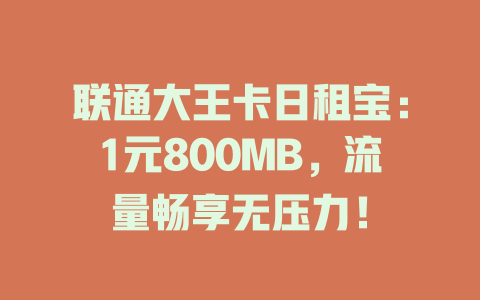 联通大王卡日租宝：1元800MB，流量畅享无压力！