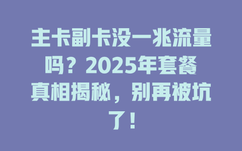 主卡副卡没一兆流量吗？2025年套餐真相揭秘，别再被坑了！
