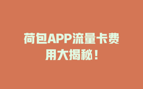 荷包APP流量卡费用大揭秘！