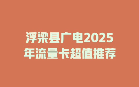 浮梁县广电2025年流量卡超值推荐