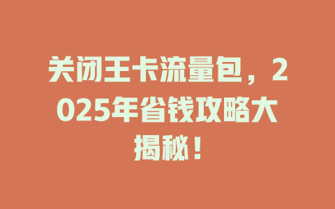 关闭王卡流量包，2025年省钱攻略大揭秘！