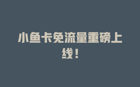 小鱼卡免流量重磅上线！