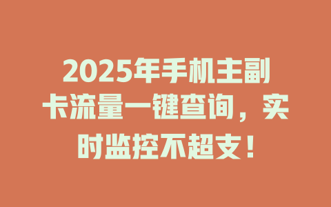 2025年手机主副卡流量一键查询，实时监控不超支！