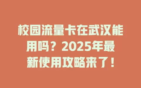 校园流量卡在武汉能用吗？2025年最新使用攻略来了！