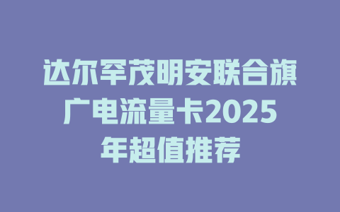 达尔罕茂明安联合旗广电流量卡2025年超值推荐