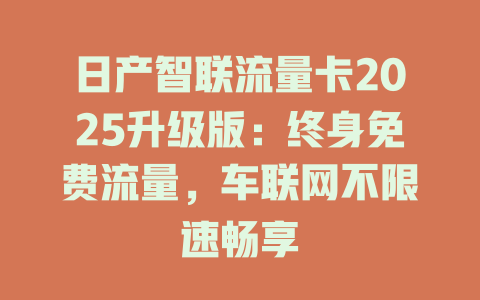 日产智联流量卡2025升级版：终身免费流量，车联网不限速畅享