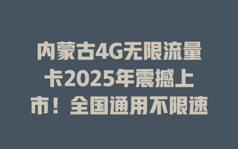 内蒙古4G无限流量卡2025年震撼上市！全国通用不限速