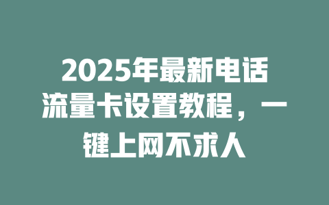 2025年最新电话流量卡设置教程，一键上网不求人