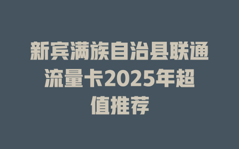 新宾满族自治县联通流量卡2025年超值推荐