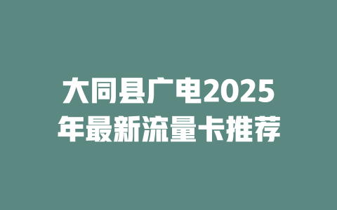 大同县广电2025年最新流量卡推荐