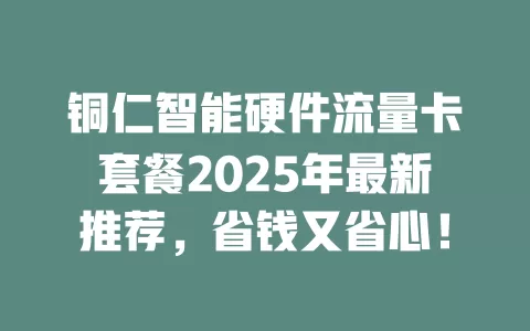 铜仁智能硬件流量卡套餐2025年最新推荐，省钱又省心！