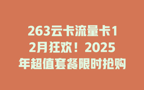263云卡流量卡12月狂欢！2025年超值套餐限时抢购