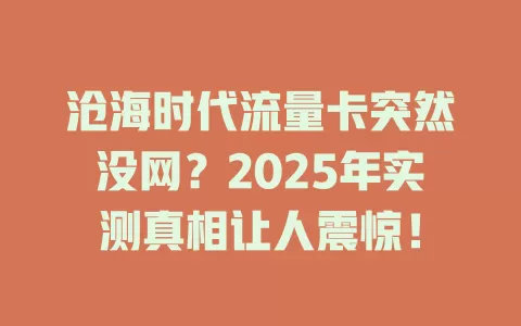 沧海时代流量卡突然没网？2025年实测真相让人震惊！