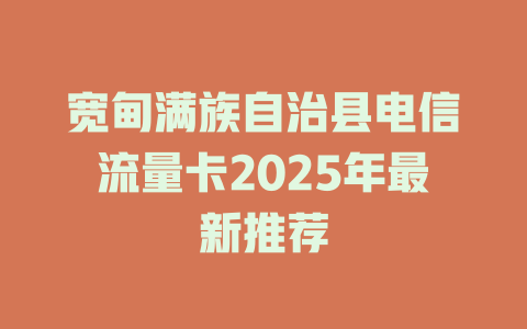 宽甸满族自治县电信流量卡2025年最新推荐
