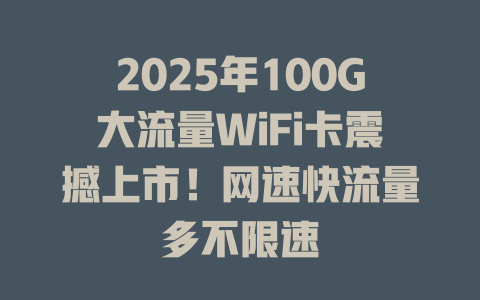 2025年100G大流量WiFi卡震撼上市！网速快流量多不限速
