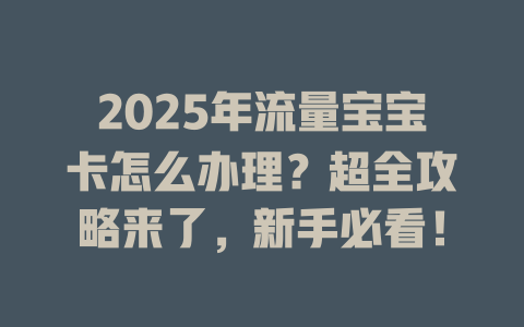 2025年流量宝宝卡怎么办理？超全攻略来了，新手必看！