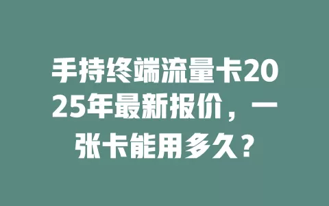 手持终端流量卡2025年最新报价，一张卡能用多久？