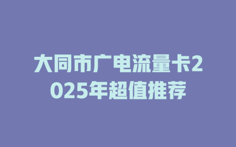 大同市广电流量卡2025年超值推荐