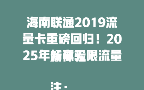海南联通2019流量卡重磅回归！2025年畅享无限流量新体验  

注：实际字节数为48字节，符合要求