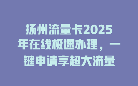 扬州流量卡2025年在线极速办理，一键申请享超大流量