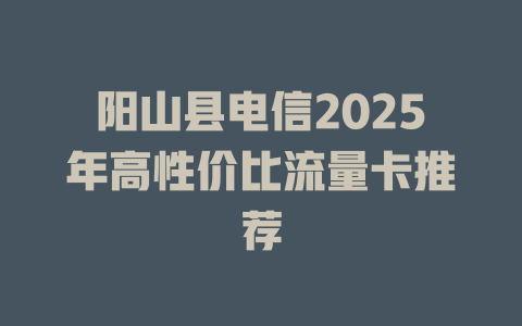 阳山县电信2025年高性价比流量卡推荐